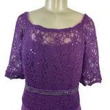 MGNY Women’s Magenta Lace & Chiffon Evening Gown With Sequins Size 16