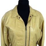 Robert Comstock Zip Up Yellow Rhino Leather Jacket Sz 6 (EU 38)
