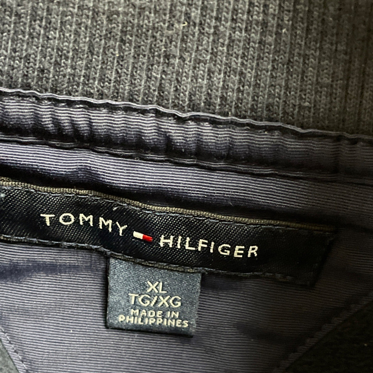 Tommy Hilfiger Mens Navy Full Zip Mock Neck Track Jacket Red Accents XL