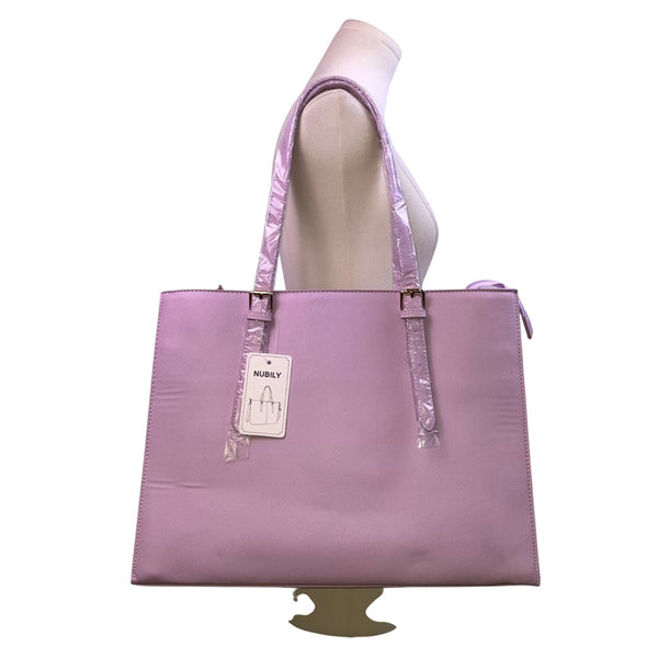 Nubily Women’s Lavender Faux Leather With Long Straps Zipper Pocket Laptop Tote