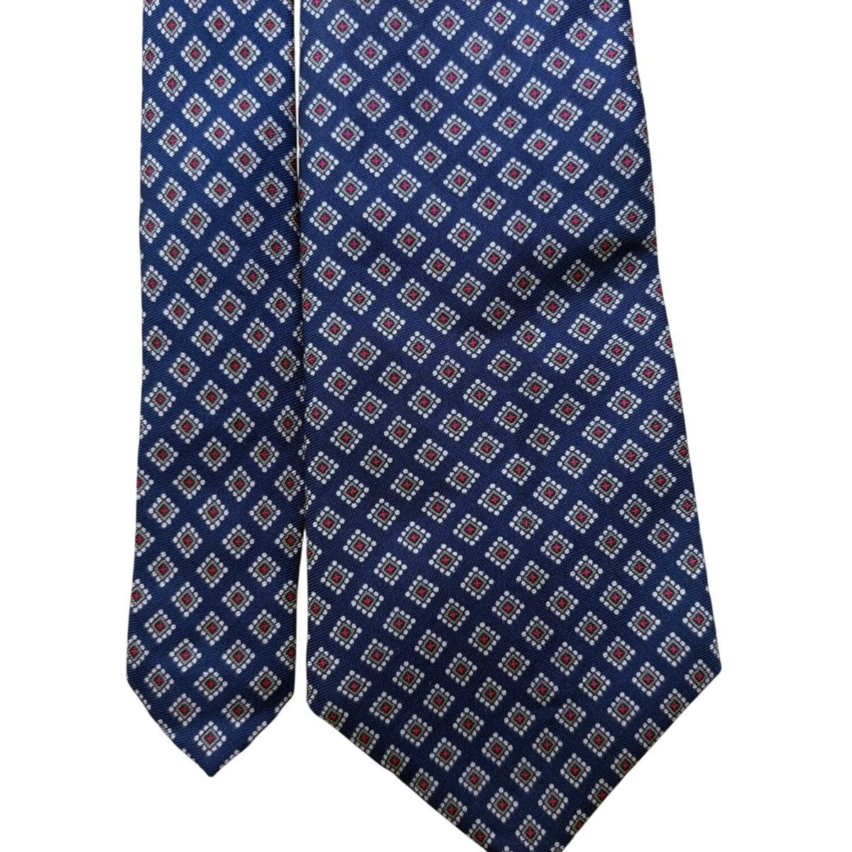 Jos A Bank Mens Navy Silk Geometric Pattern Classic Tie 100% Silk