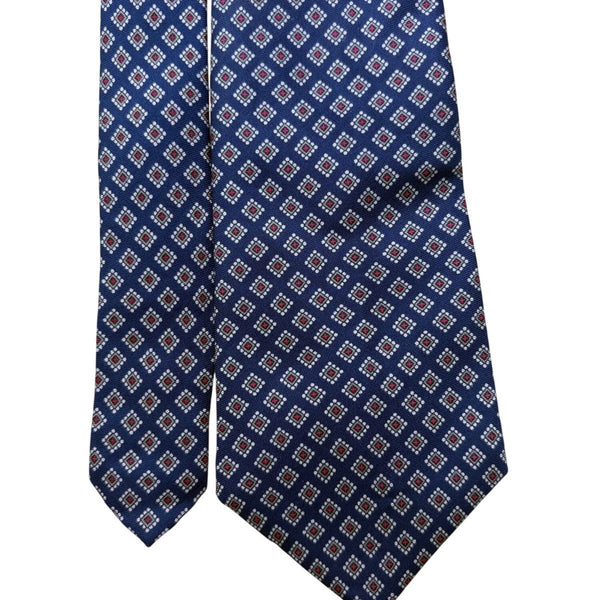 Jos A Bank Mens Navy Silk Geometric Pattern Classic Tie 100% Silk