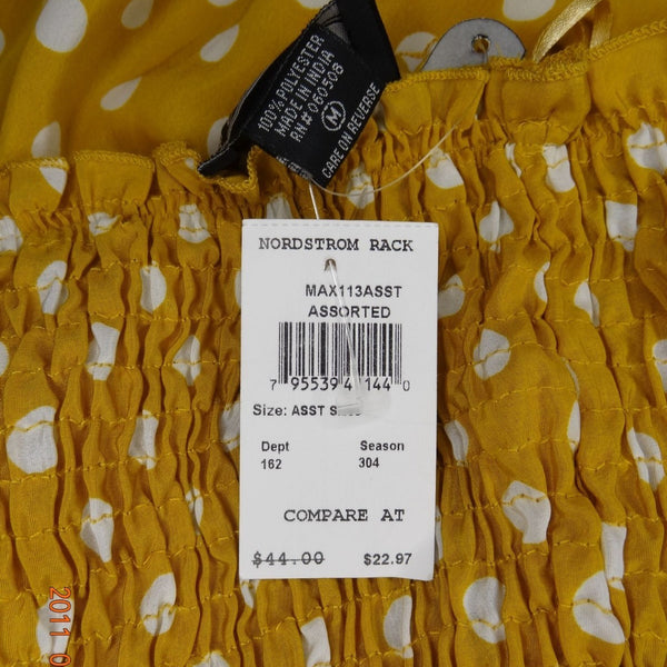 Women's Yellow & White Polka Dot Strapless High-Low Dress By Angie