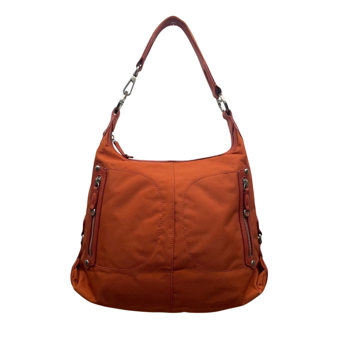 Tumi Women’s Orange Nylon Zip Top Front Zipper Accents Shoulder Bag