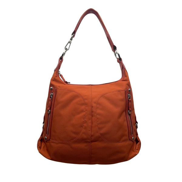 Tumi Women’s Orange Nylon Zip Top Front Zipper Accents Shoulder Bag