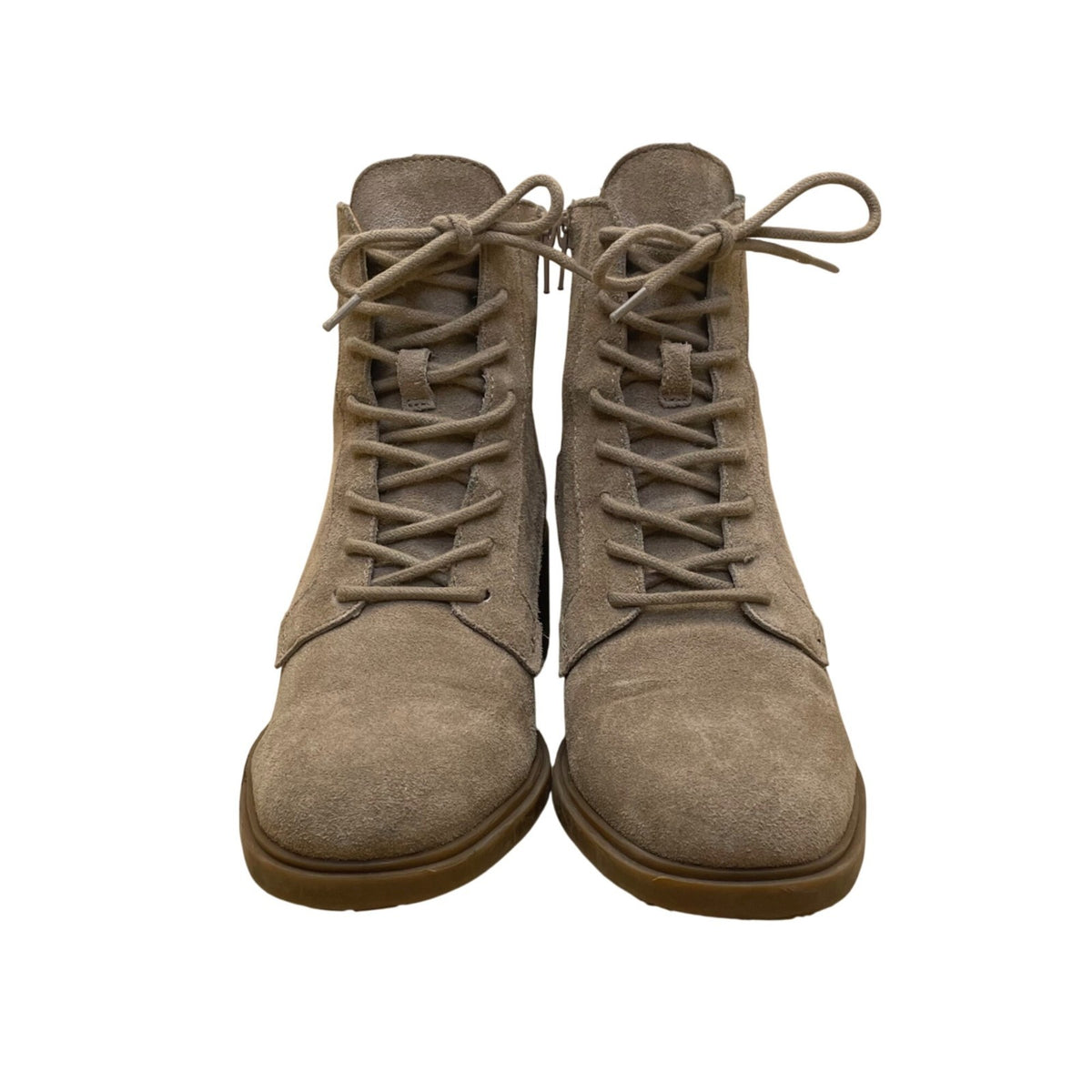 Lucky Brand Women’s Gray Suede Lace-Up Ankle Block Heel Boots Size 7.5M