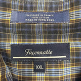 Faconnable Mens Blue Yellow Cotton Plaid Short Sleeve Button-Down Shirt Size XXL