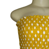 Women's Yellow & White Polka Dot Strapless High-Low Dress By Angie