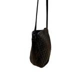 Jay Herbert Women’s Black Leather Woven Vintage Style Knotted Strap Shoulder Bag