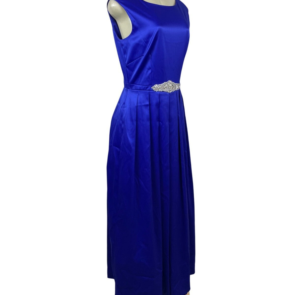 Tahari Vintage-Style Royal Blue Sleeveless Evening Gown Embellished Waist Size 6