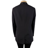 Anne Klein Womens Black Blazer With Faux Leather Accents Open Front Sz L
