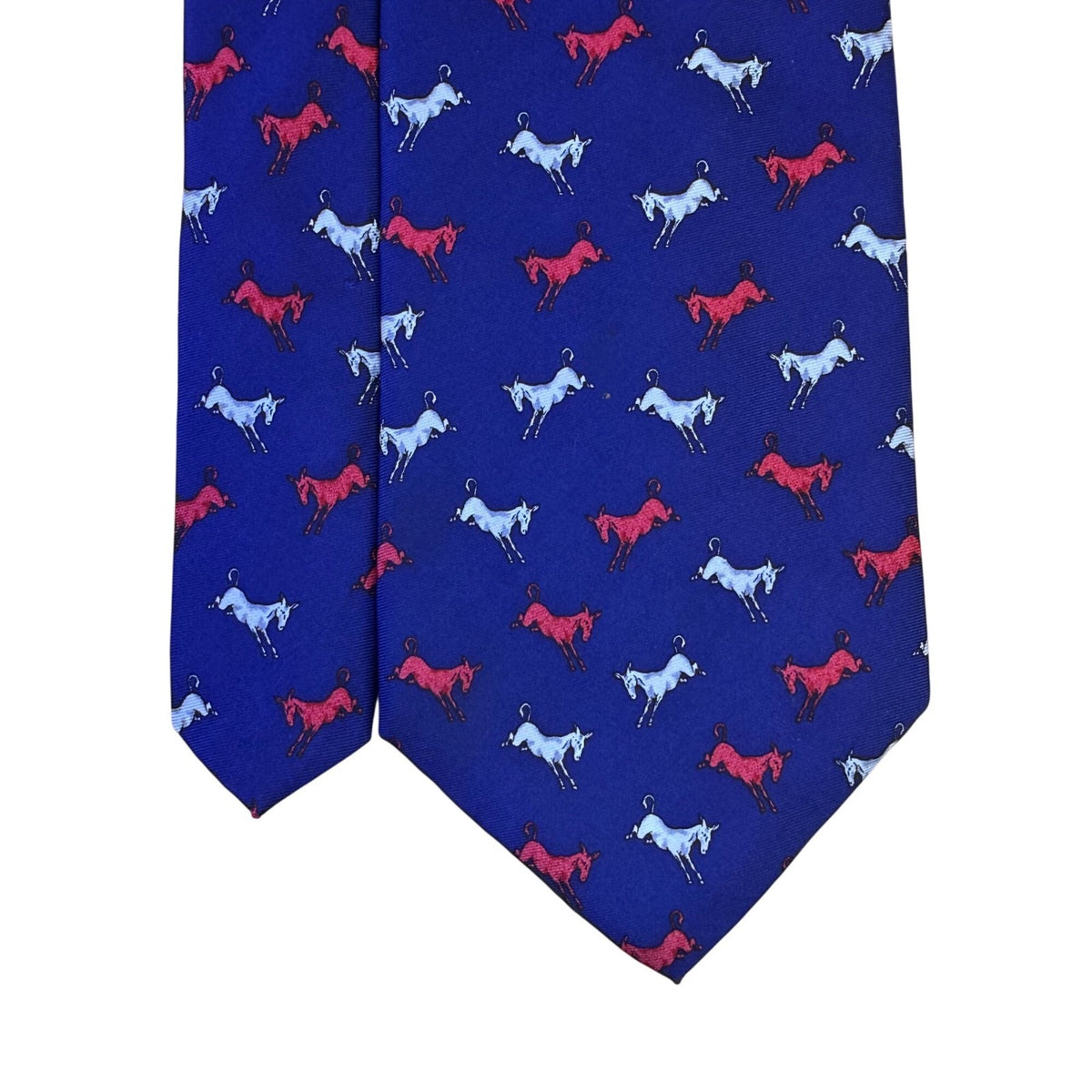 Alynn Mens Blue Silk Horse Pattern Tie Creative American Design USA-Made