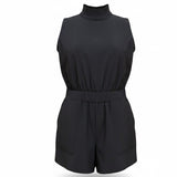 Athleta Womens Black Polyester-Blend Sleeveless Zip-Up Romper Size 14