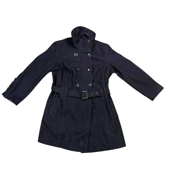 Black Rivet Womens Black Double Breasted Belted Peacoat Warm Stylish Size 1X