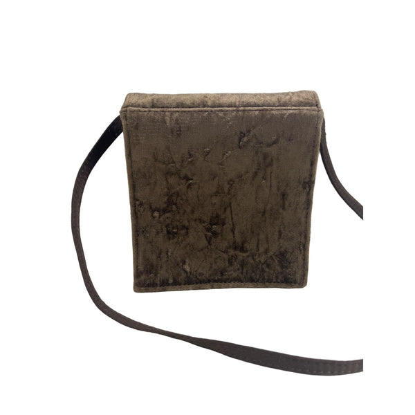 Vintage 1980 Susan Gail Women's Brown Shoulder Clutch Velvet Bag Sz S - NWT