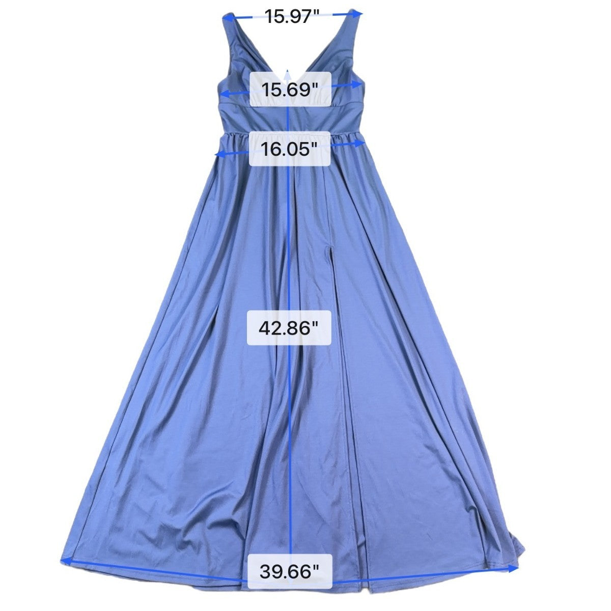 Ever Pretty Womens Blue V-Neck Maxi Dress Sleeveless Flowy Gown Size XL