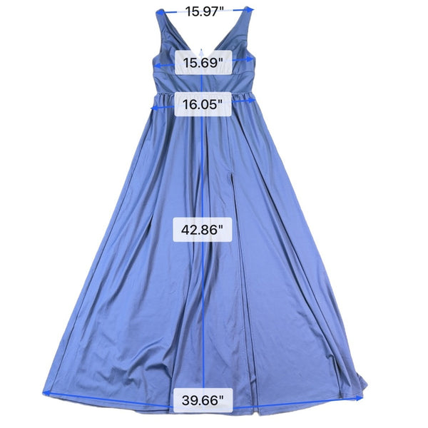 Ever Pretty Womens Blue V-Neck Maxi Dress Sleeveless Flowy Gown Size XL