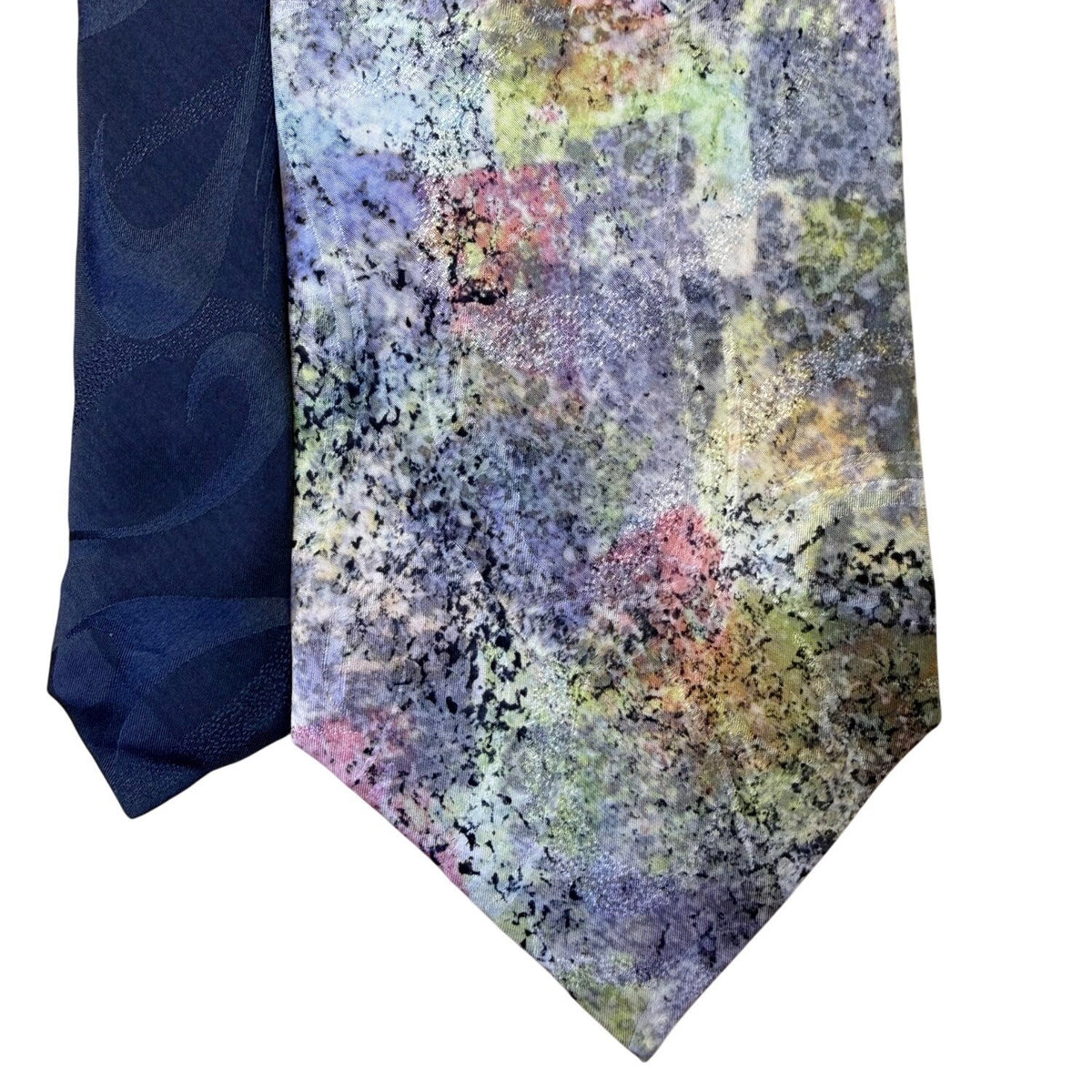 Robert Daskal Mens Multicolor 100% Silk Hand-Painted Tie Abstract Design