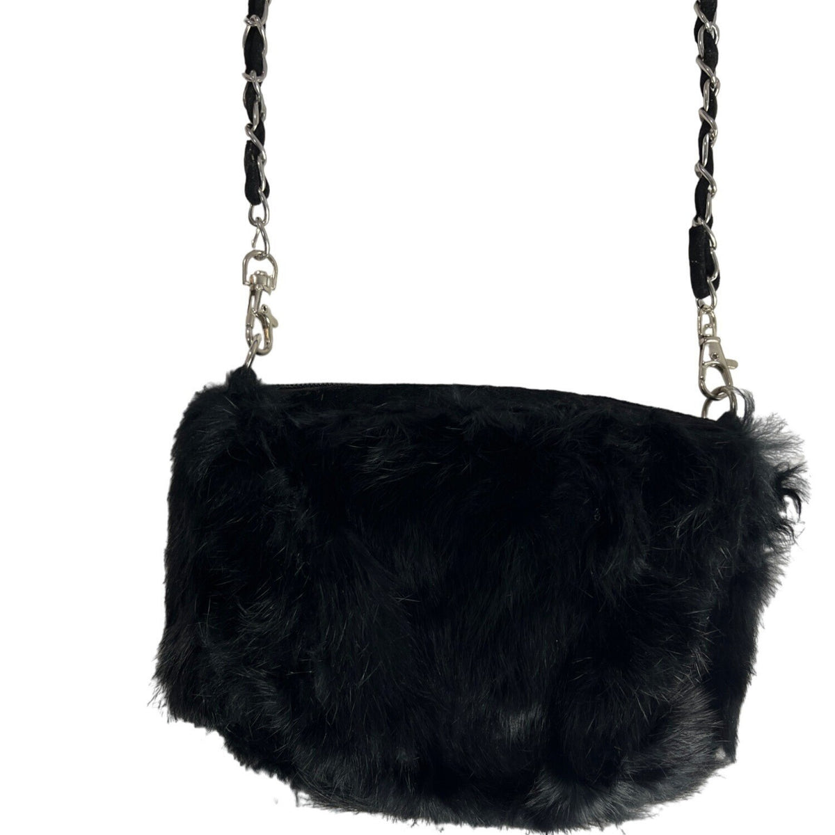 Unbranded Women's Black Faux Fur Crossbody Evening Clutch Sz S - NWT