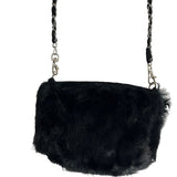 Unbranded Women's Black Faux Fur Crossbody Evening Clutch Sz S - NWT