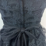 Vintage TD4 Strapless Black Lace Tiered Party Dress With Bow Back Detail Sz 7/8