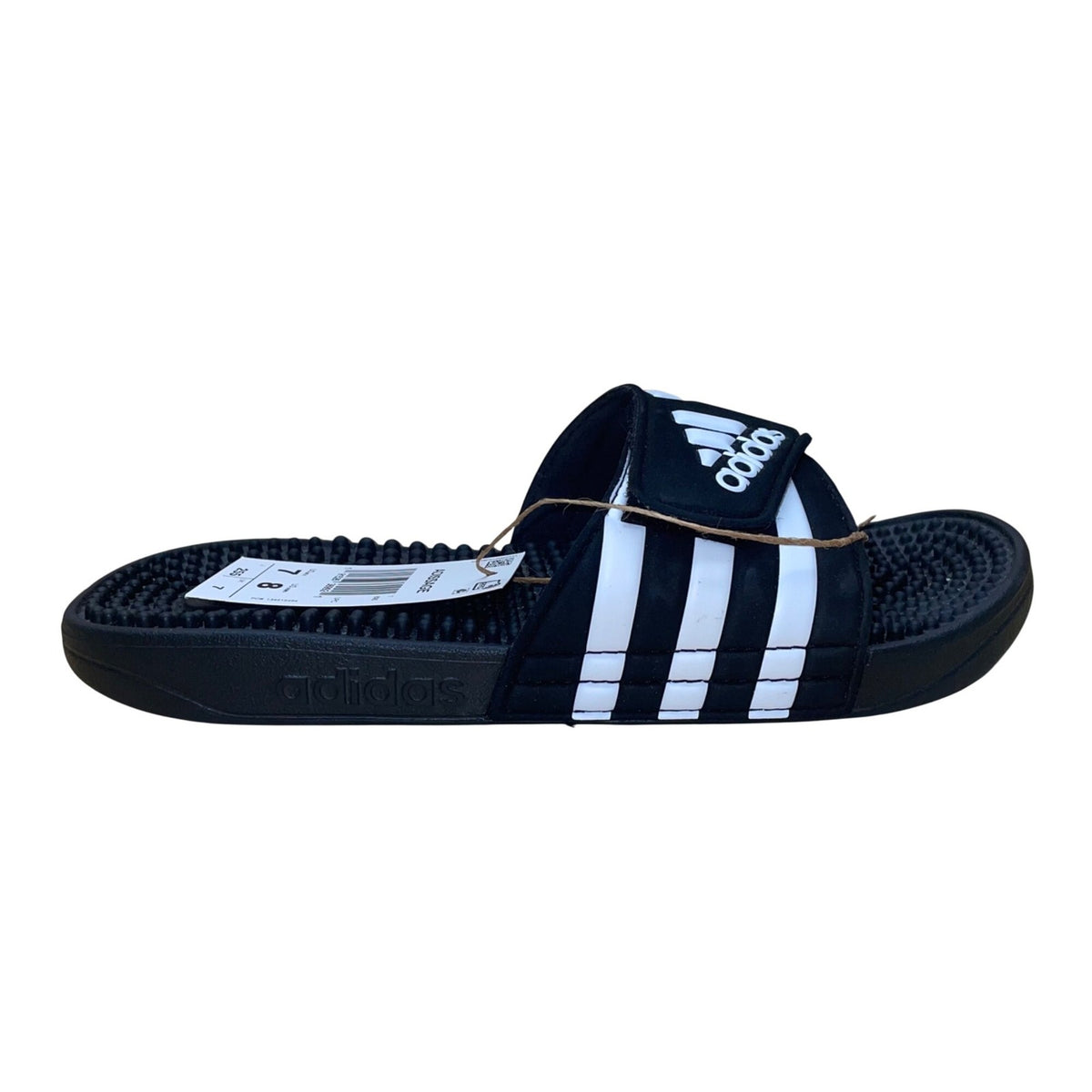 Adidas Men’s Black Synthetic Adjustable Adissage Slides Massage Sandals Size 7 