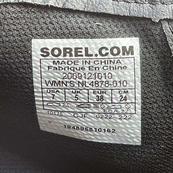 Sorel Women’s Black Leather & Rubber Sole Lace-Up Hiking Ankle Boots Size 7