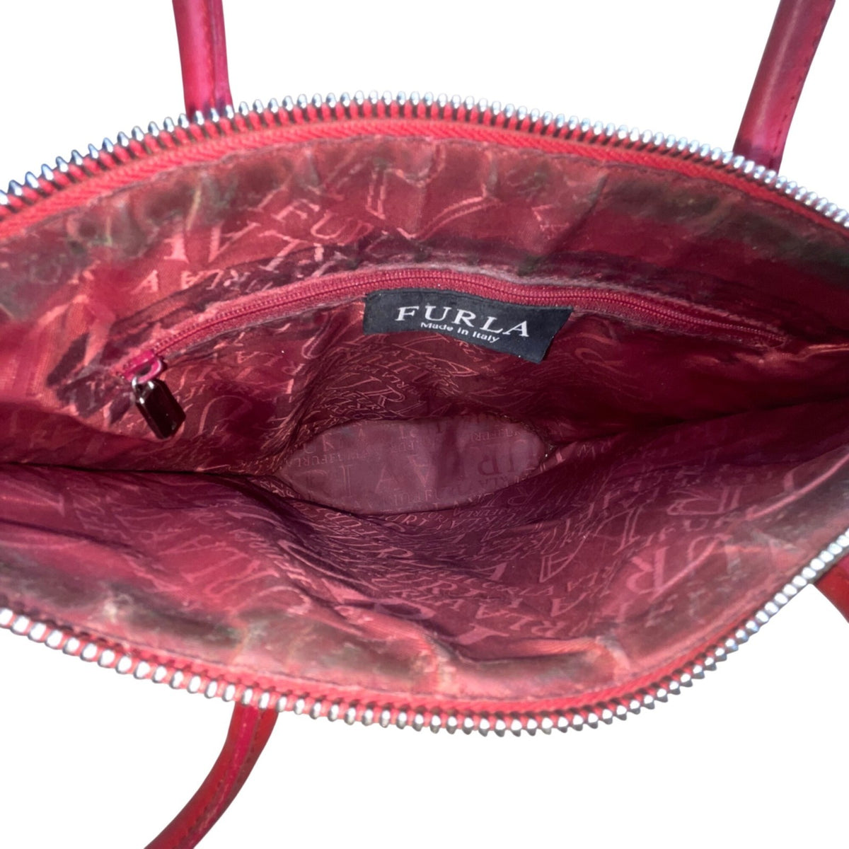 Furla Italy Women’s Red Leather Classic Design Dual Shoulder Straps Tote Bag