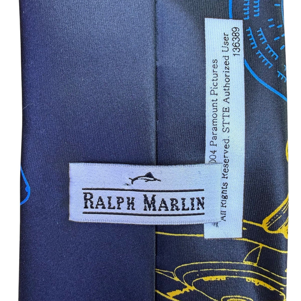 Ralph Marlin Mens Navy Blue Polyester USS Enterprise Starfleet Tie Spaceprint