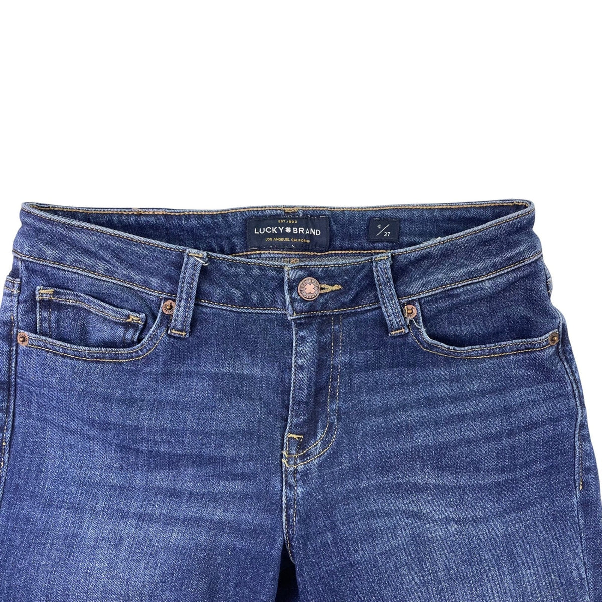 Lucky Brand Womens Blue Cotton Blend Lolita Skinny Frayed Hem Jeans Size 4/27
