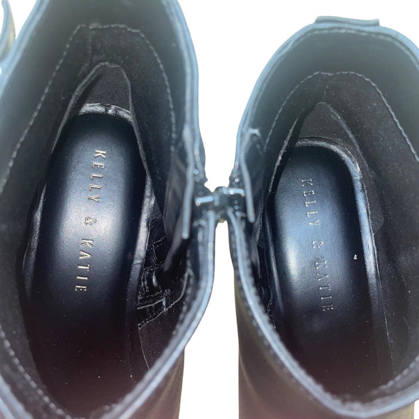 Kelly & Katie Women’s Black Faux Leather Double Buckle Ankle Boots Sz 8M
