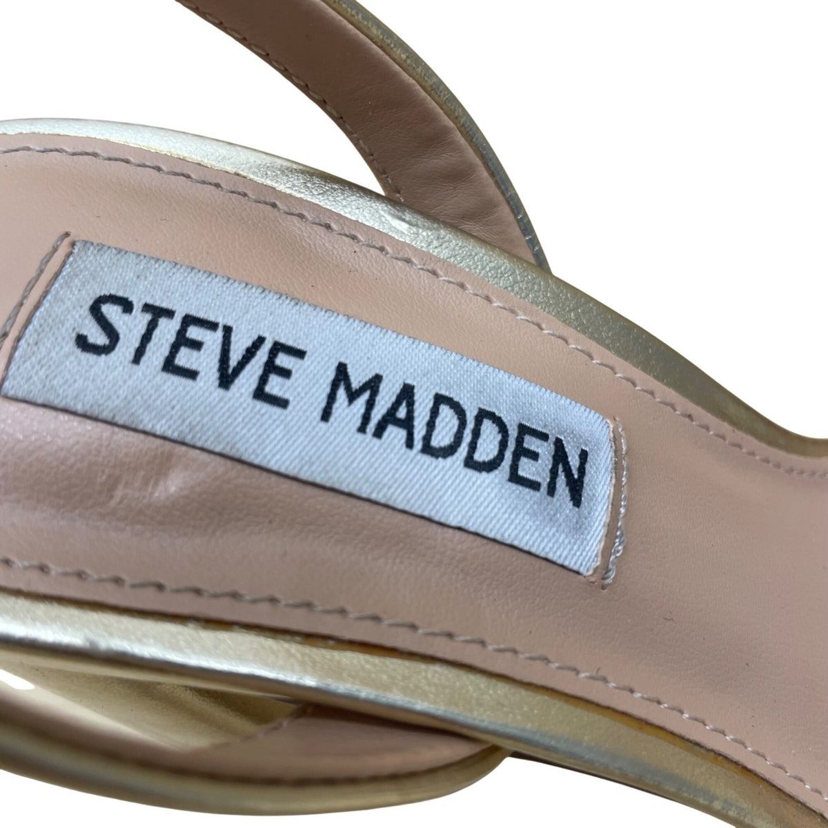 Steve Madden Women's Gold Synthetic Platform Lessa Block Heel Sandals Size 5.5M