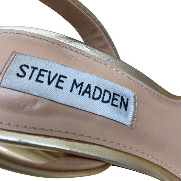 Steve Madden Women's Gold Synthetic Platform Lessa Block Heel Sandals Size 5.5M
