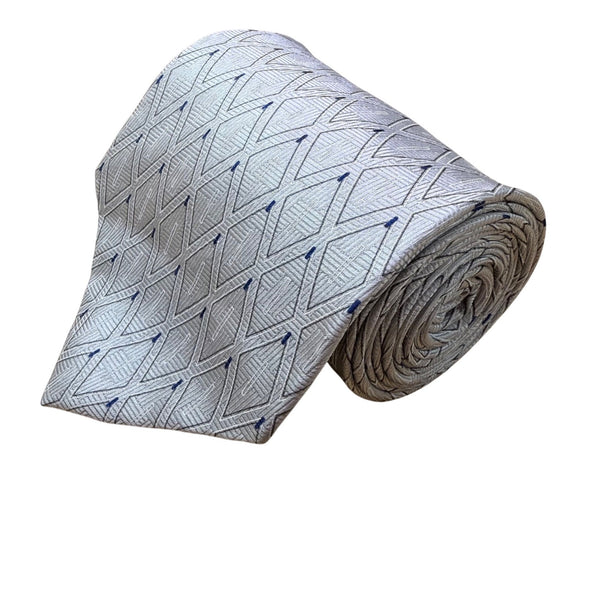 Arrow Mens Silver & Blue 100% Silk Geometric Pattern Neck Tie Versatile Design