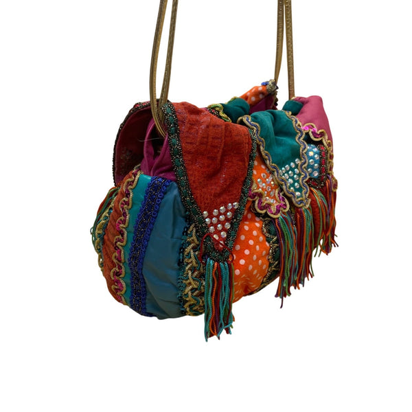 Rita Diana Women’s Multicolor Patchwork Bohemian Drawstring Shoulder Bag
