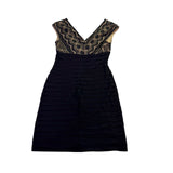 Adrianna Papell Womens Black Cotton\ Lace Overlay Cocktail Dress Size 12