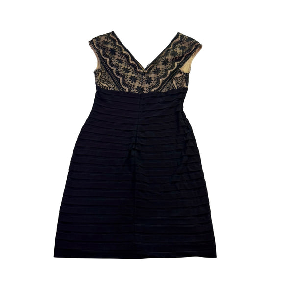 Adrianna Papell Womens Black Cotton\ Lace Overlay Cocktail Dress Size 12