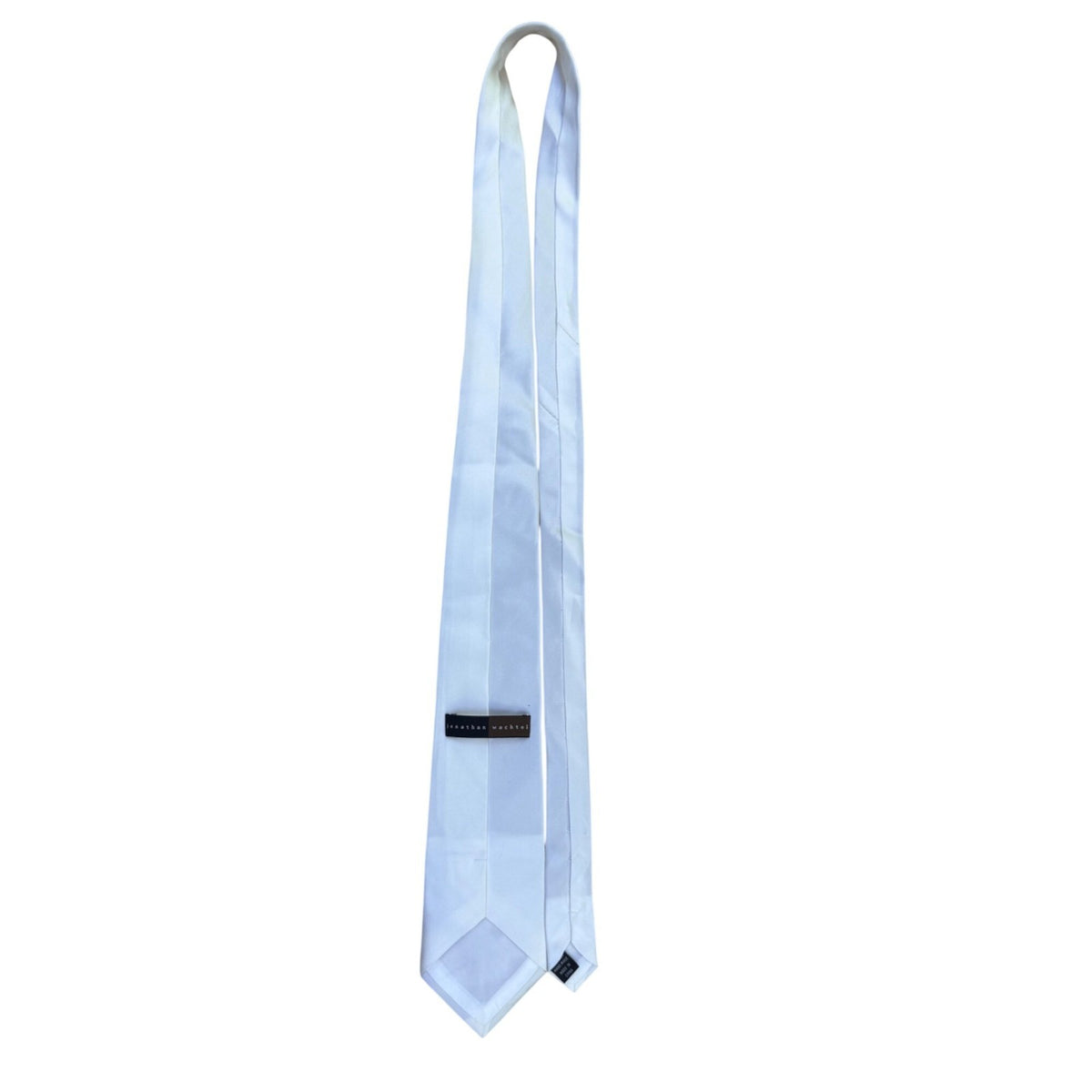 Jonathan Wachtel Mens White 100% Silk Necktie Elegant Formal Wear Accessory