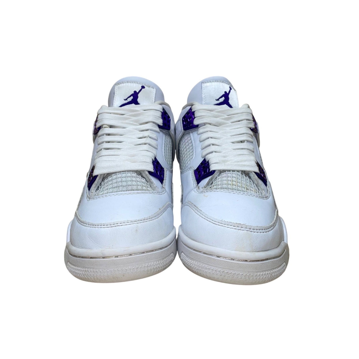 Air Jordan 4 Retro Men’s Metallic Purple & White Leather Sneakers Size US 9.5