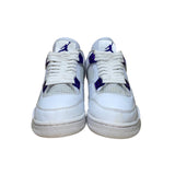 Air Jordan 4 Retro Men’s Metallic Purple & White Leather Sneakers Size US 9.5