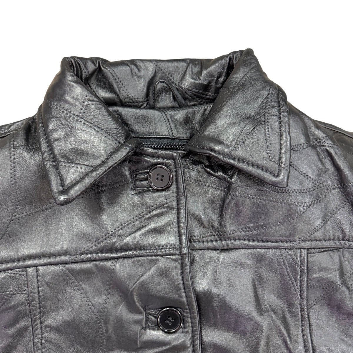 Tudor Court Womens Black Leather Button-Up Jacket Elegant Outerwear Size PL