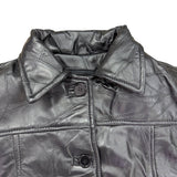 Tudor Court Womens Black Leather Button-Up Jacket Elegant Outerwear Size PL