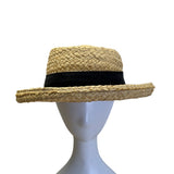 Vintage Straw Hat Black Ribbon Bow Design By Fiesta Santa Barbara One Size