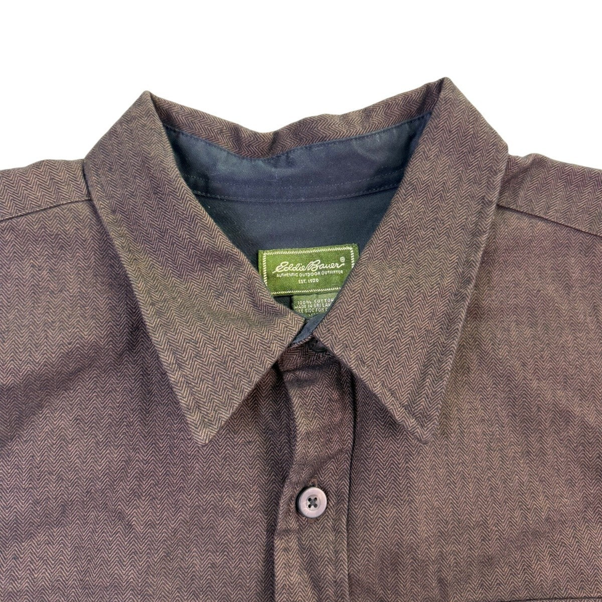 Eddie Bauer Mens Dark Brown Cotton Long Sleeve Button-Up Shirt Casual Sz XXL
