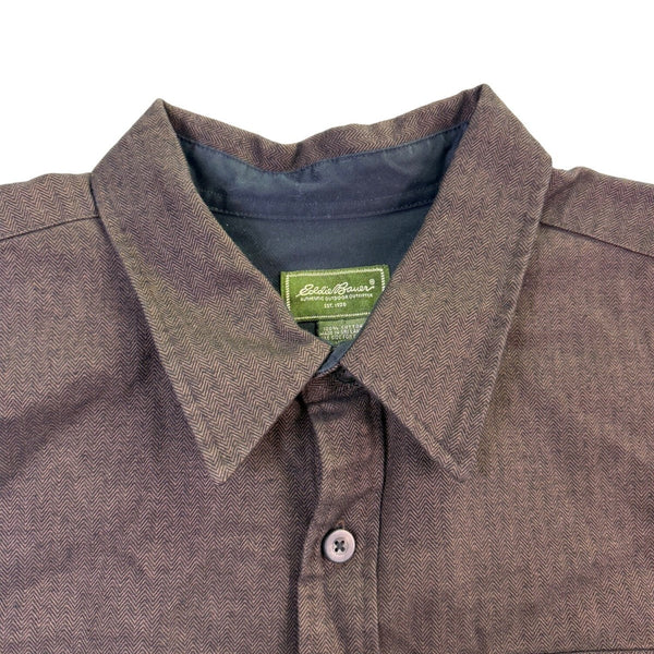 Eddie Bauer Mens Dark Brown Cotton Long Sleeve Button-Up Shirt Casual Sz XXL
