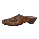 Pikolinos Women’s Brown Leather Laser Cut Slip-On Mules Size 38