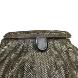 Women’s Silver Chevron Pattern Beaded Framed Crossbody Evening Purse
