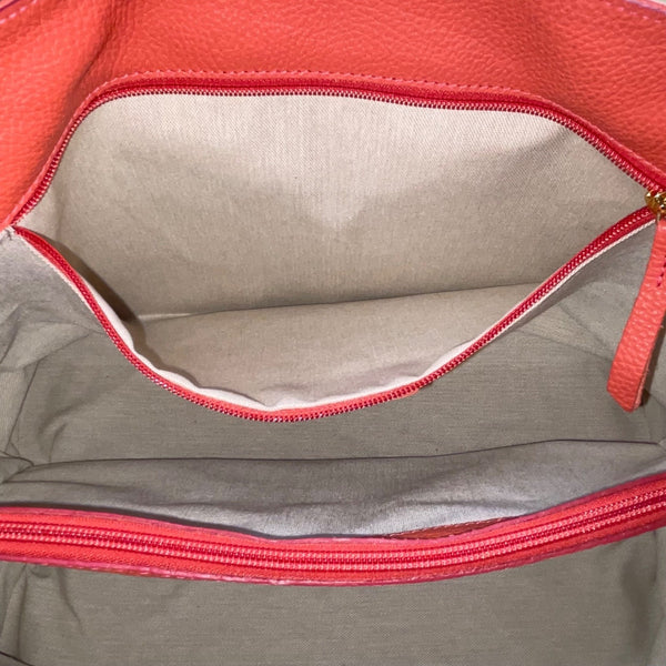 Mark & Graham Women’s Red Leather Gold BCB Initial Details Tote Bag Size L