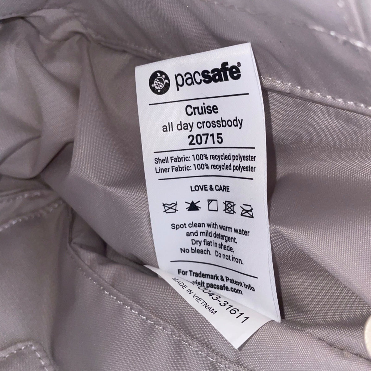 Pacsafe Women’s Black Nylon Adjustable Strap Rfid Anti-Theft Crossbody Bag