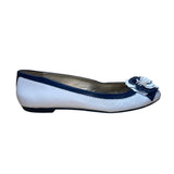 FS/NY Women’s White & Navy Leather Slip-On Floral Accent Ballet Flats Size 9